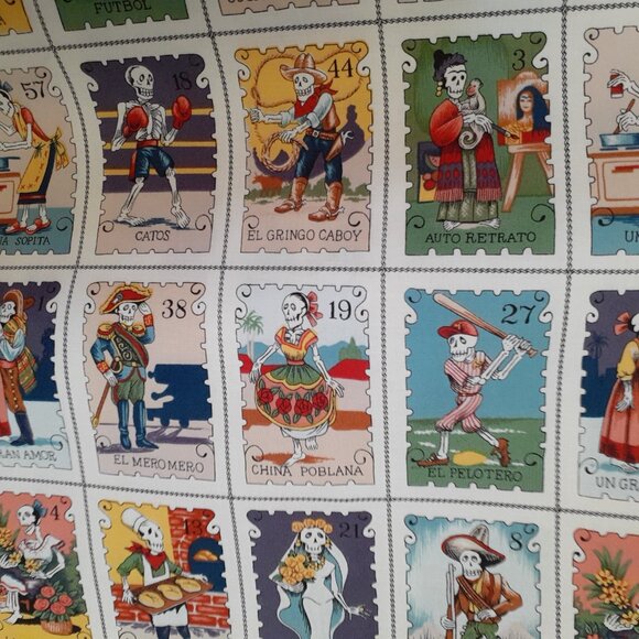 Alexander Henry "cartas marcadas" Cotton Fabric White Multi-Color 1 7/8 yards - Picture 9 of 11